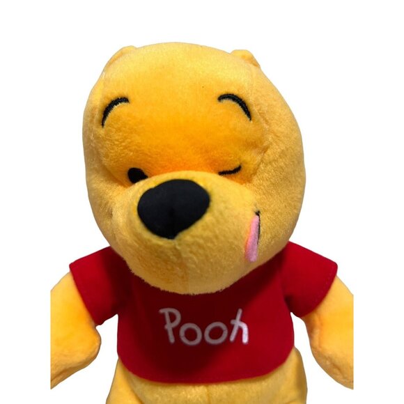 DISNEY Vintage Winnie-the-Pooh With Honey Pot Plush 10” Red Shirt - Picture 7 of 13